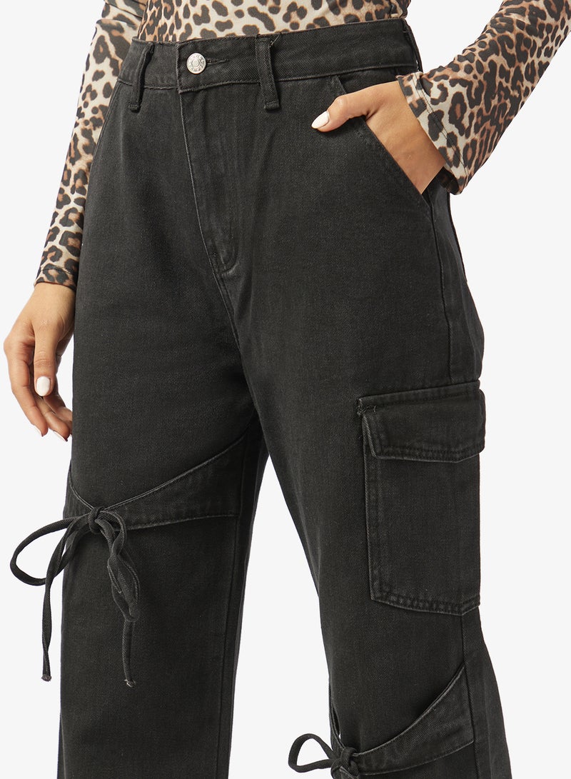 Ginger High Rise Straight Fit Jeans with Bow Detail - Image 4